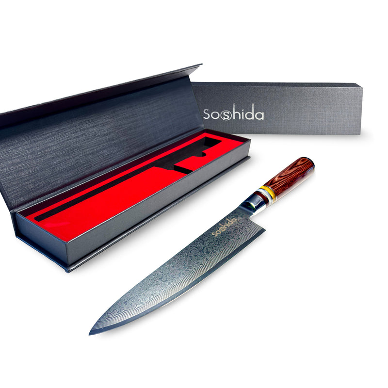 Soshida Zen 8” Damascus Steel Chef Knife