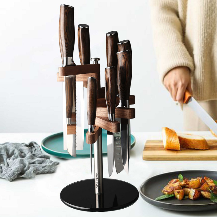 Soshida Rotating Wooden Knife Stand Holder