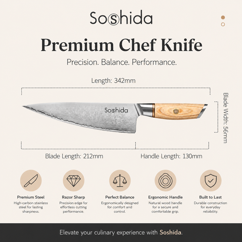 Soshida Pro 8.5" 3-layer Chef Knife
