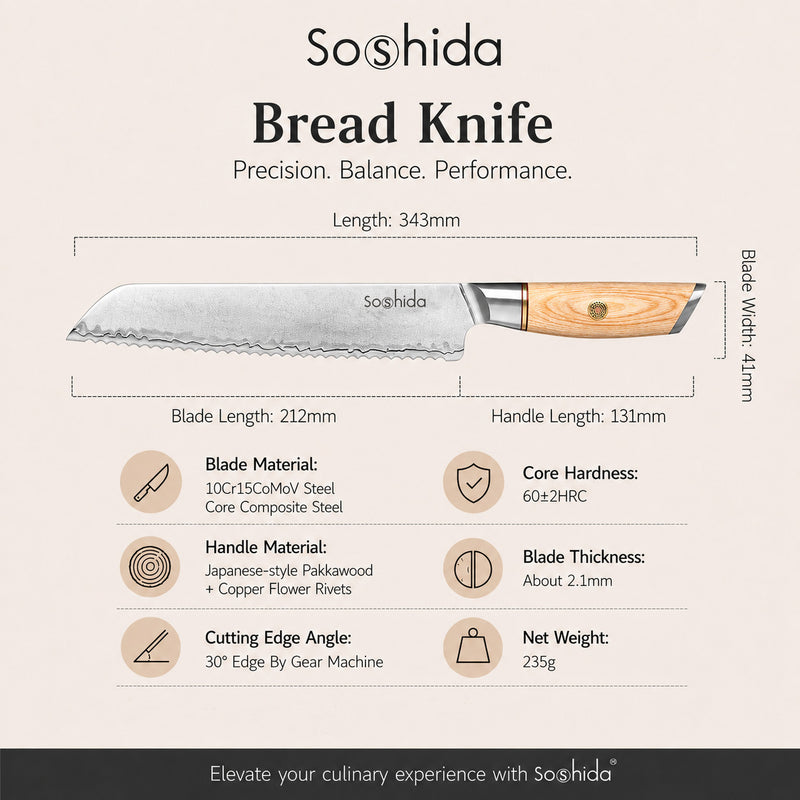 Soshida Pro 8.5" Bread Knife