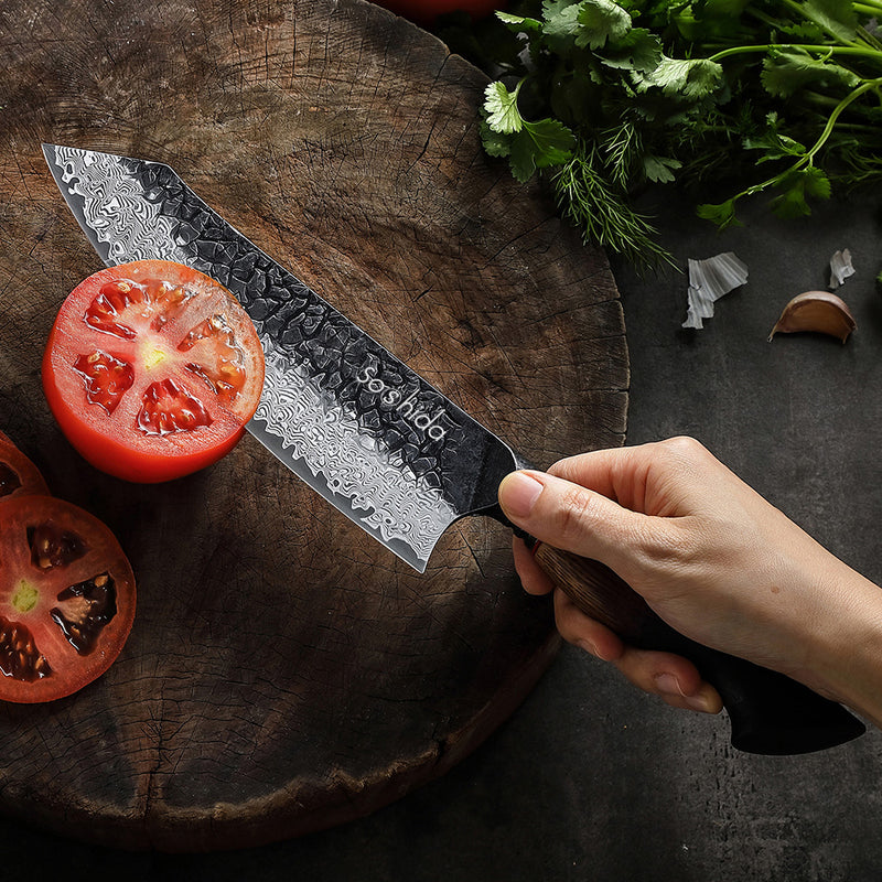 Soshida Mo 7.5" Damascus Santoku Knife