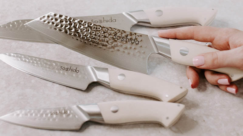 Soshida Masshiro 4 Piece Damascus Chef Knife Set