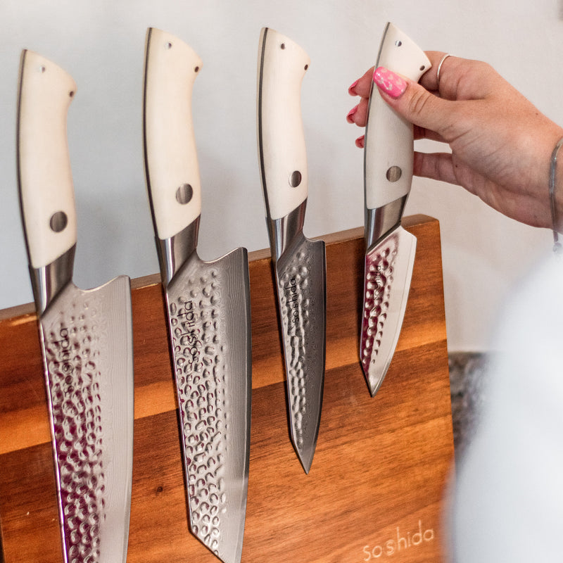 Soshida Masshiro 4 Piece Damascus Chef Knife Set