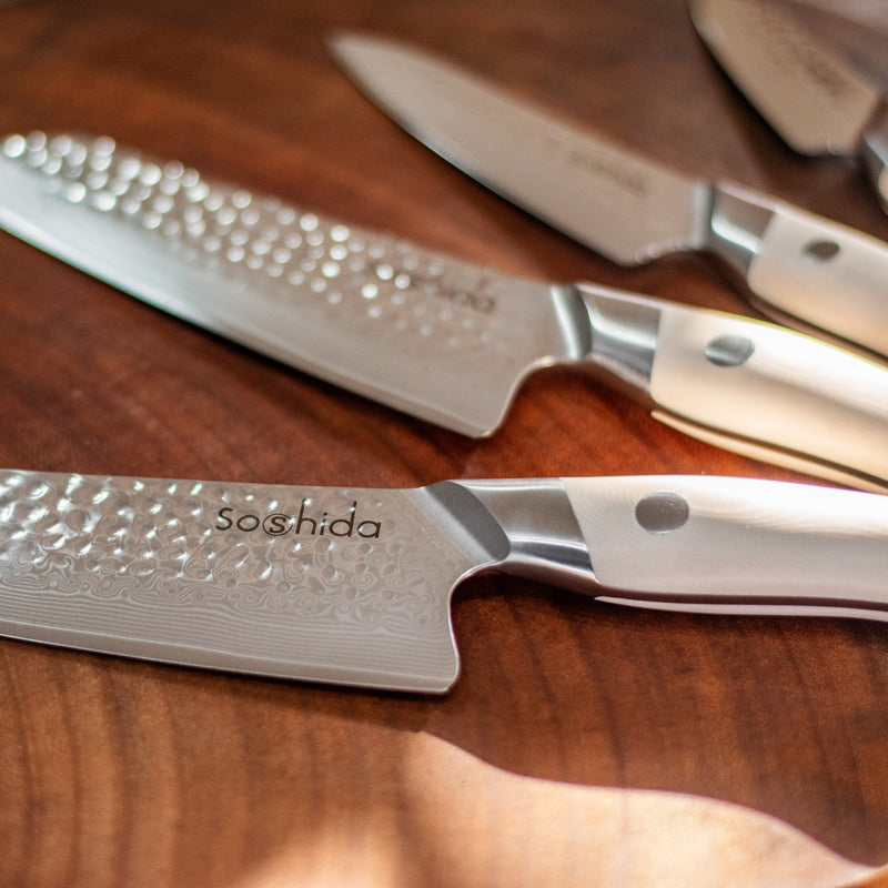 Soshida Masshiro 4 Piece Damascus Chef Knife Set