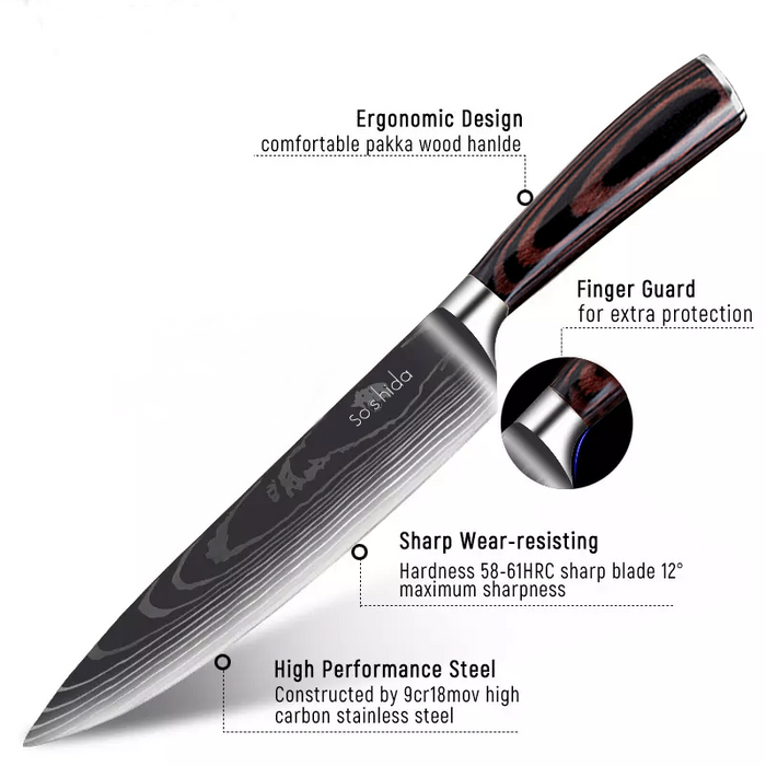 Japanese Soshida Chef Knife Set