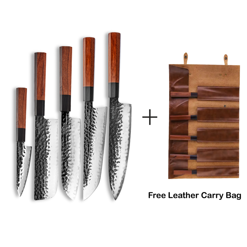 Soshida AUS10 Forged 5 Piece Knife Set