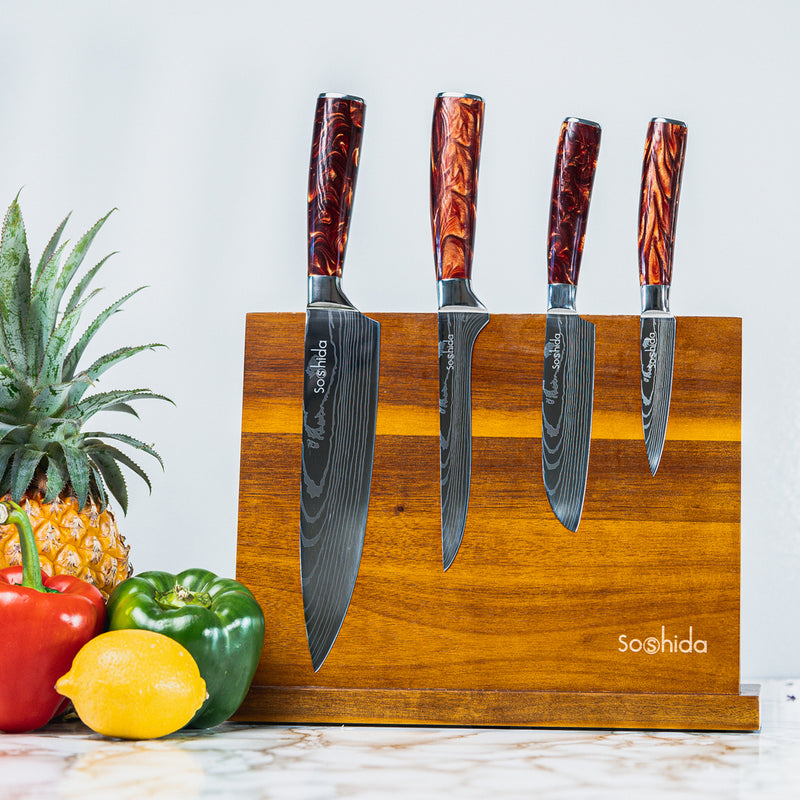 Soshida Modern Chef Knife Set - Red