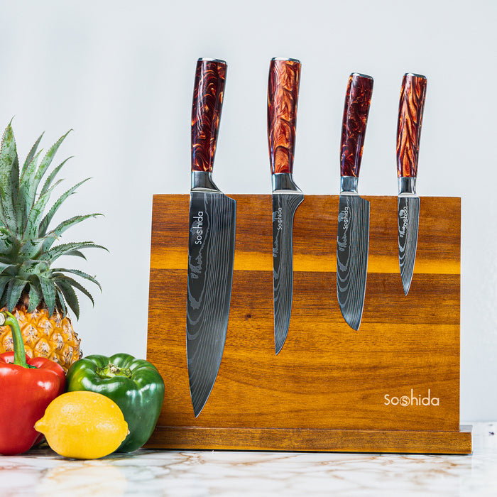 Soshida Modern Chef Knife Set - Red