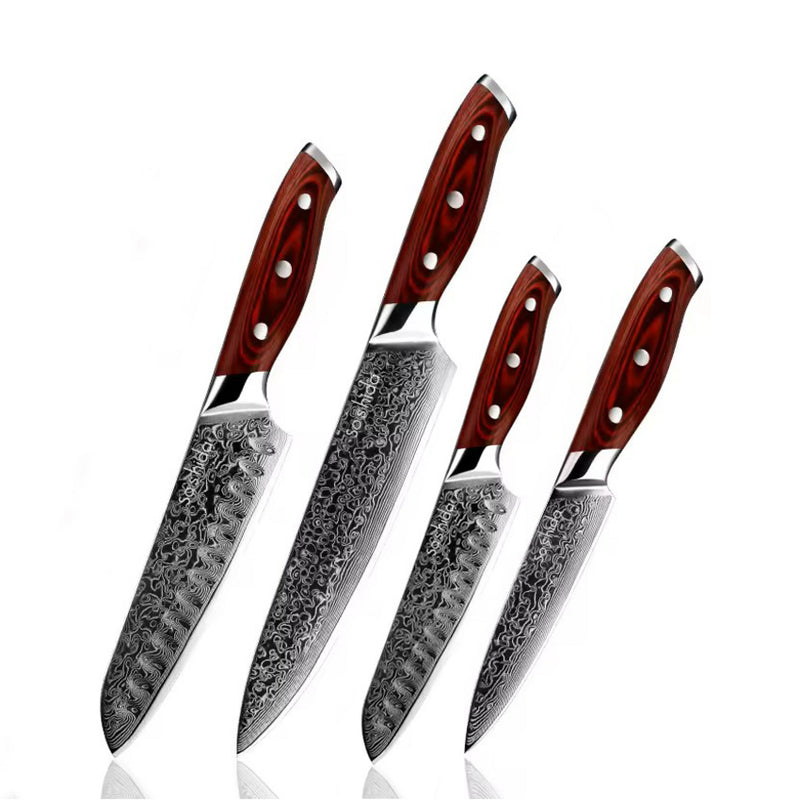 Soshida AUS-10 Damascus Chef Knife Set