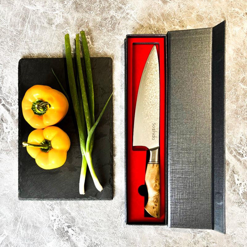 Soshida - Pro V 8 Inch Damascus Chef Knife