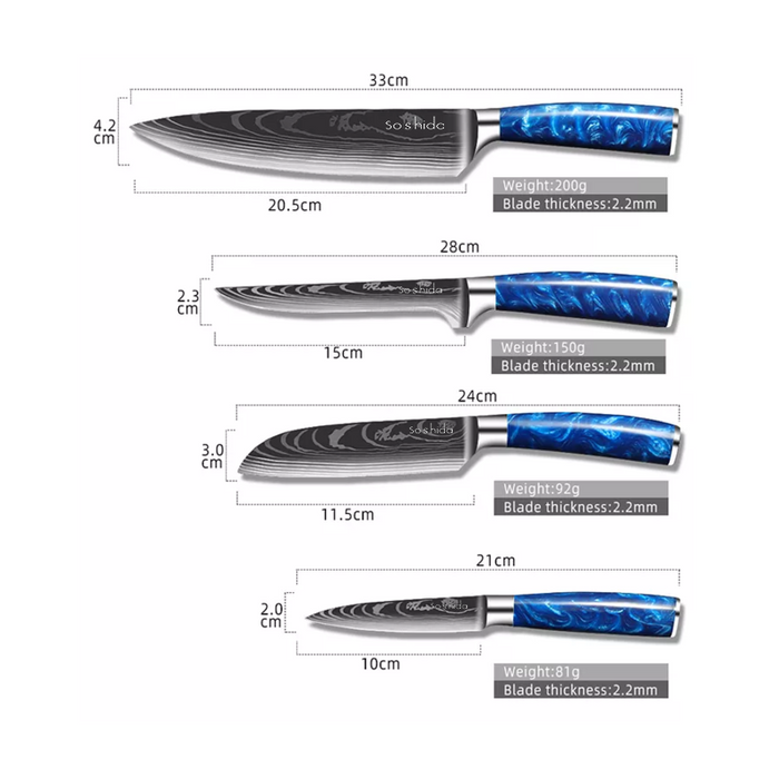Japanese Chef Knives | Blue Knife Set | Soshida